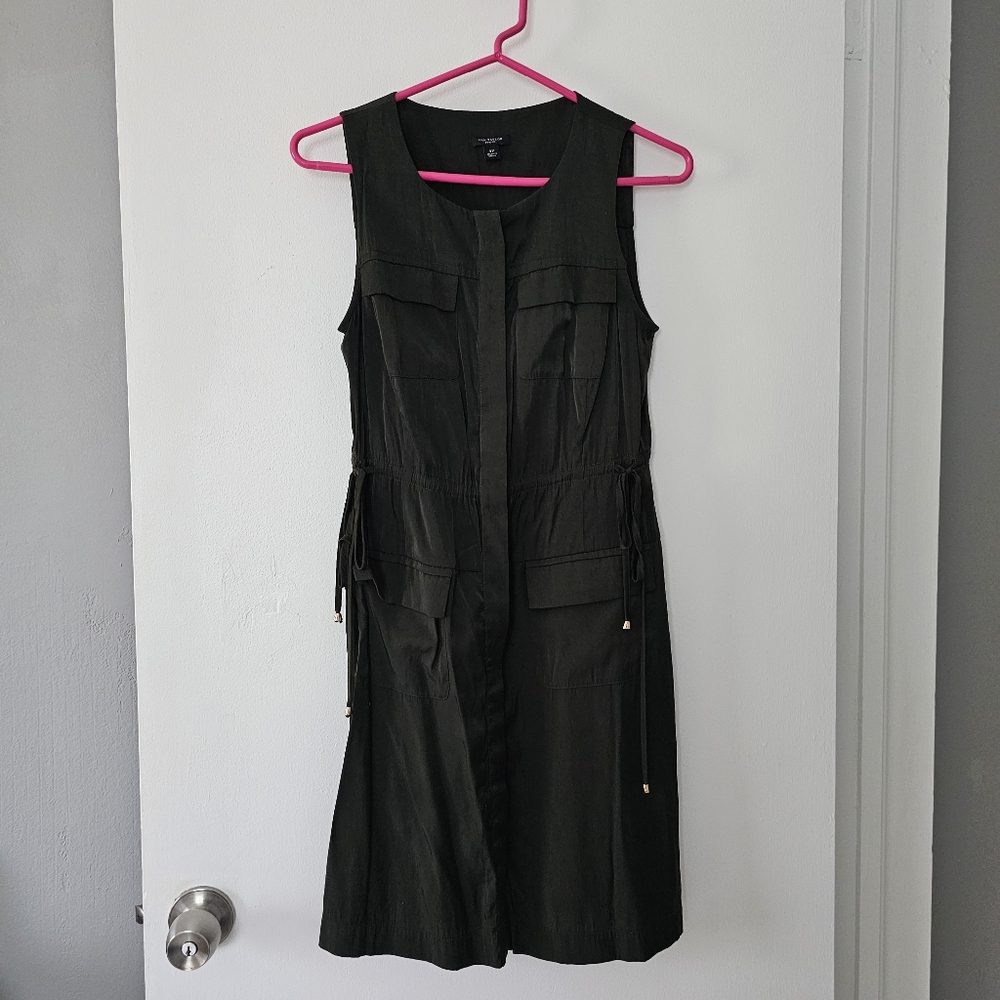 Ann Taylor Petite 4P navy army green dress
